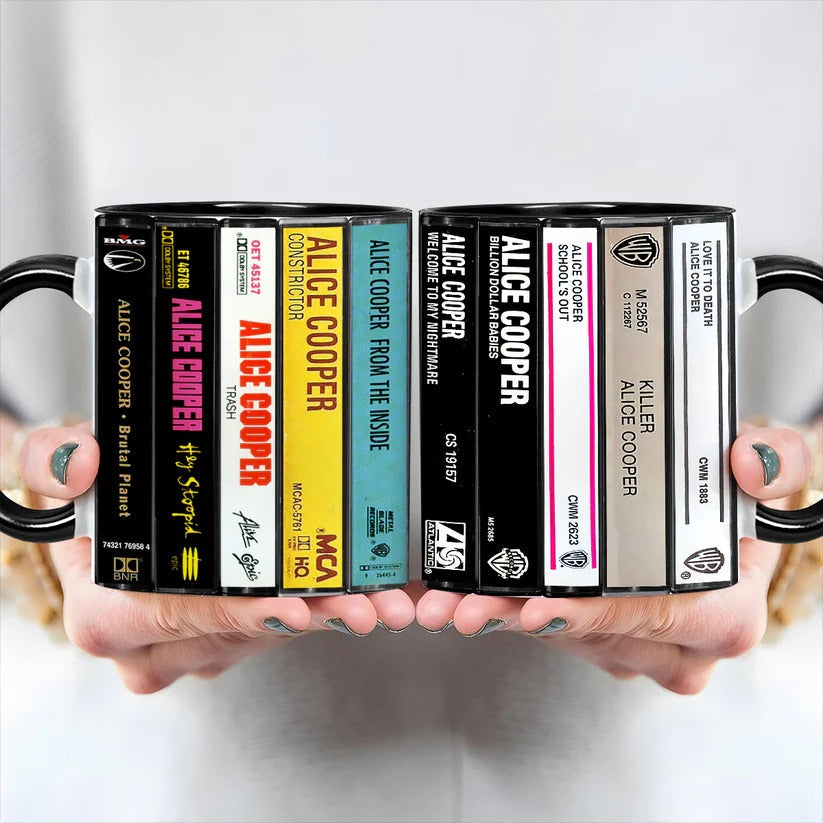 Alice Cooper Cassette Collection Ceramic Accent Mug Gift GradoCreations
