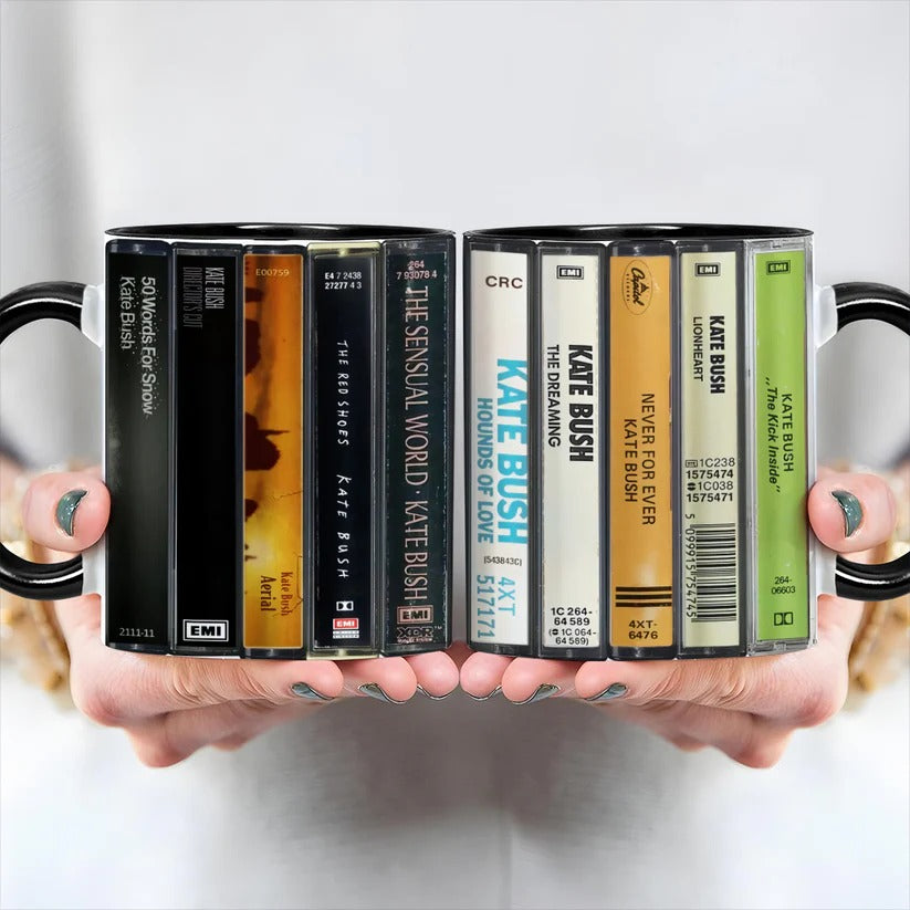 Retro Kate Bush Albums Cassette Accent Mug - Ceramic Gift GradoCreations