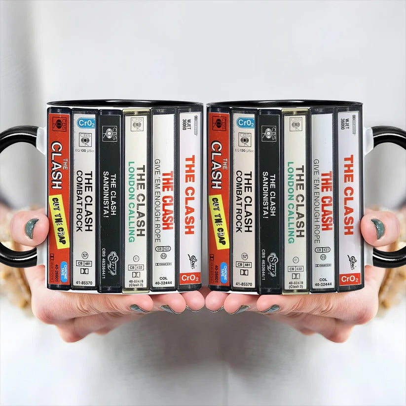 The Clash Cassette Accent Mug Ceramic Drinkware Gift for Music Lovers GradoCreations