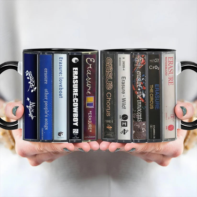 Retro Erasure Albums Cassette Accent Mug Ceramic Drinkware Gift GradoCreations