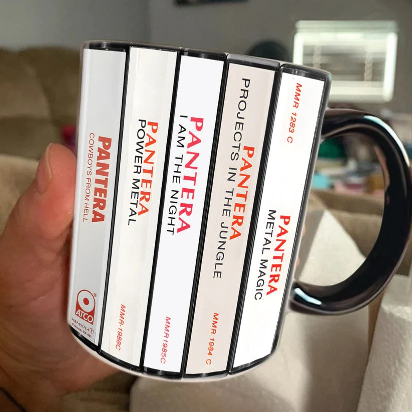 Pantera Cassette Style Accent Mug Retro Gift for Music Lovers GradoCreations