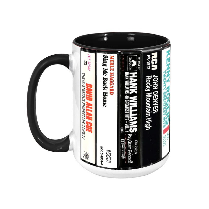 Retro Ceramic Accent Mug with Classic Country Music Cassettes GradoCreations