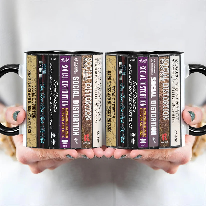 Retro Social Distortion Cassette Accent Mug for Music Lovers GradoCreations