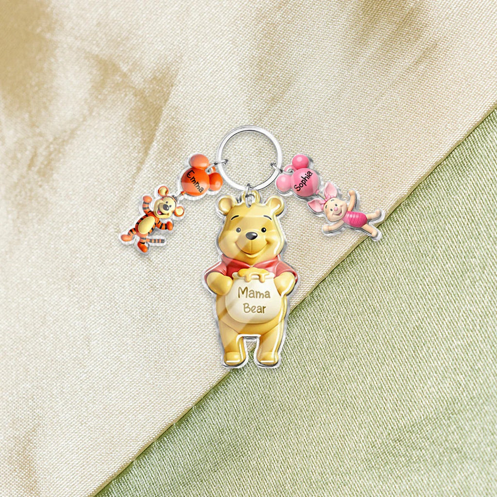 Personalized Mama Bear Mouse Keychain with Charms Gift for Mom GradoCreations