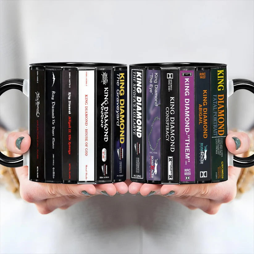 Retro King Diamond Cassette Accent Mug - Ceramic Drinkware Gift GradoCreations