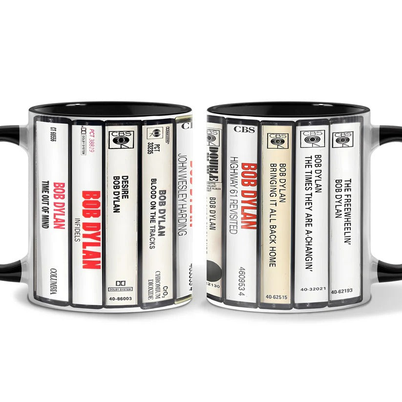 Bob Dylan Cassette Accent Mug Ceramic Drinkware for Music Lovers GradoCreations