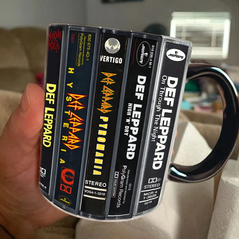 Def Leppard Cassette Accent Mug Retro Ceramic Gift for Music Lovers GradoCreations
