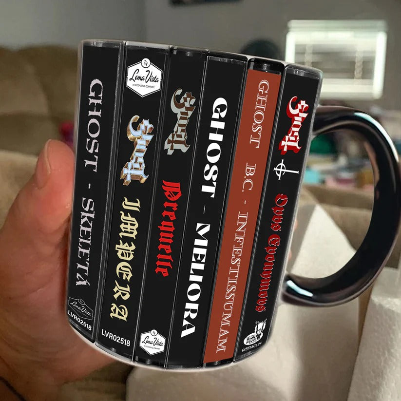 Ghost Albums Retro Accent Mug for Music Lovers | Ceramic Drinkware GradoCreations