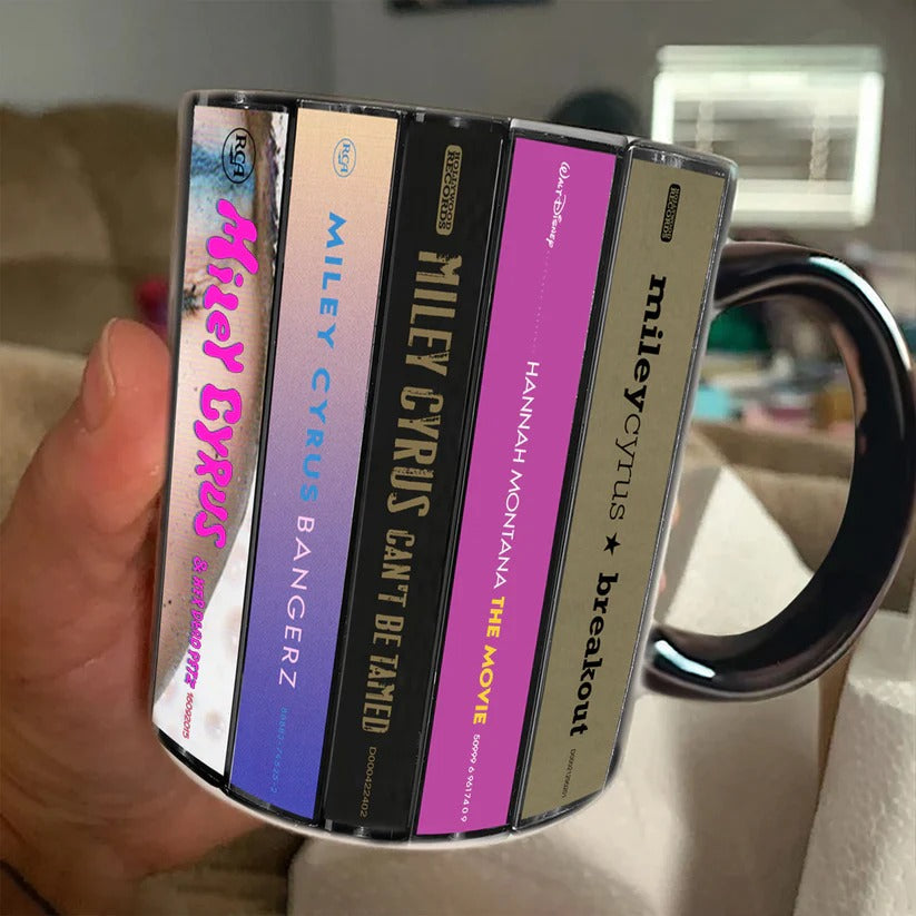 Miley Cyrus Cassette Collection Retro Accent Mug | Gift for Music Lovers GradoCreations