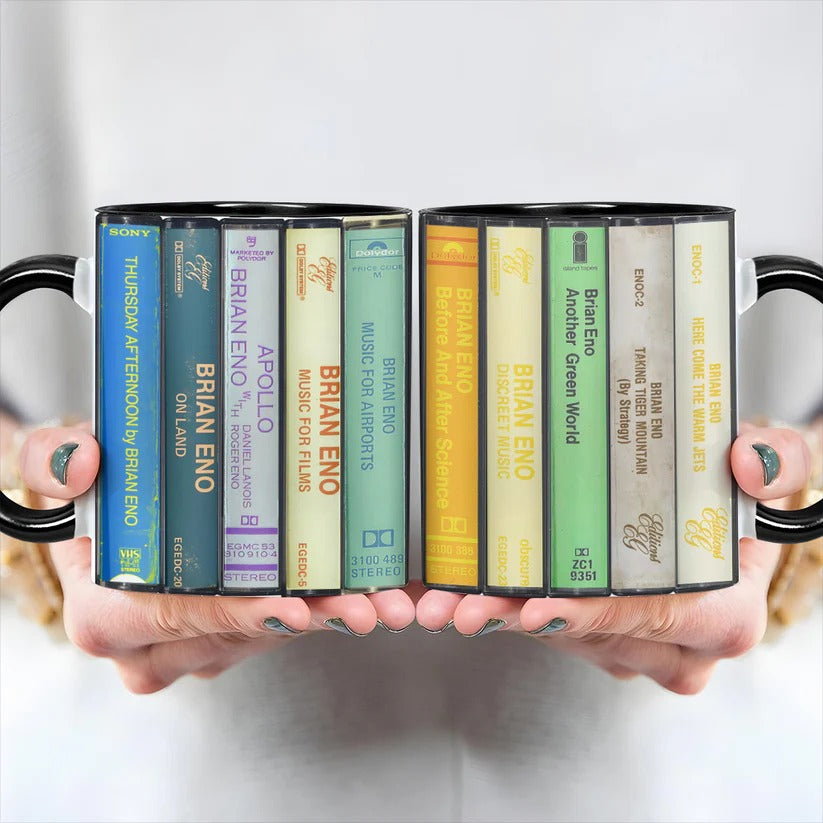 Retro Brian Eno Cassette Accent Mug Ceramic Gift for Music Lovers GradoCreations