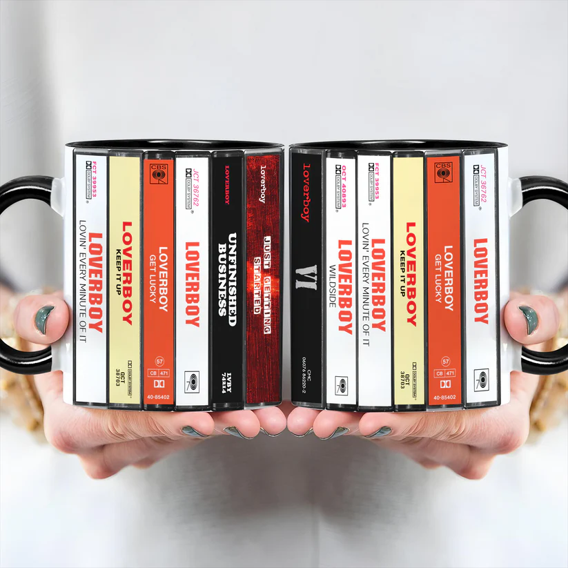 Retro Loverboy Cassette Accent Mug Ceramic Gift for Music Lovers GradoCreations