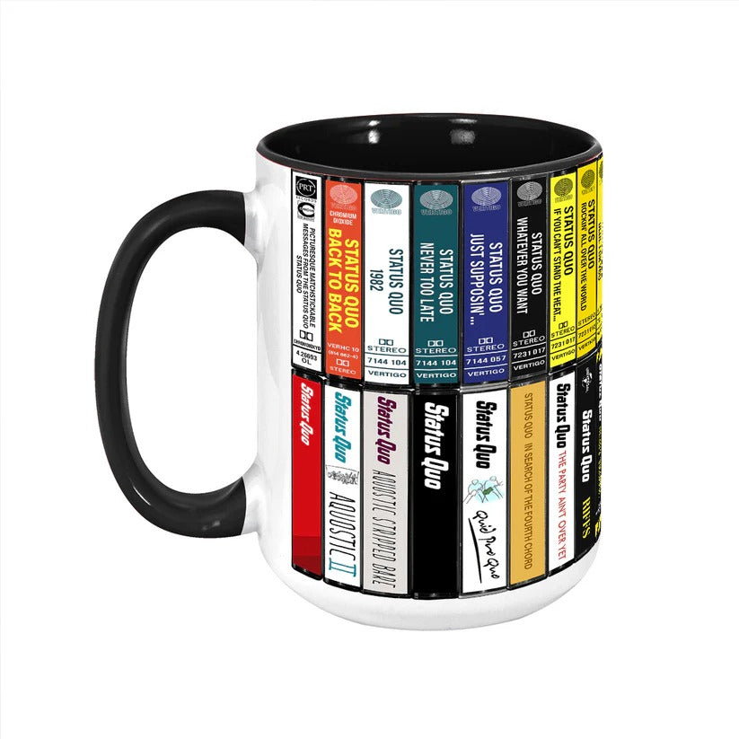 Retro Status Quo Albums Cassette Collection Accent Mug - Ceramic Drinkware Gift GradoCreations