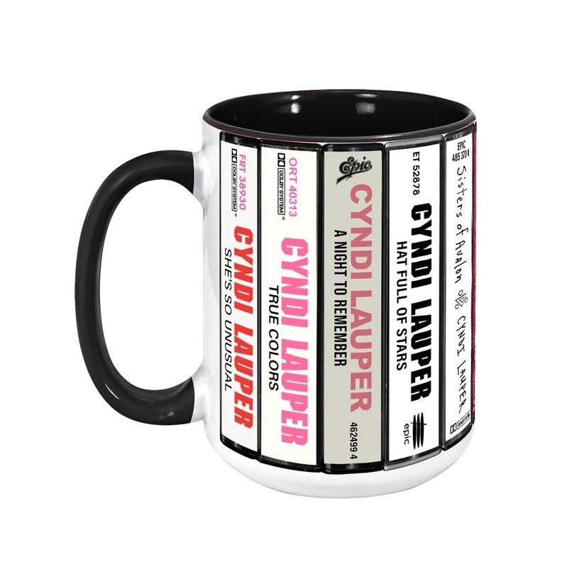 Cyndi Lauper Cassette Accent Mug Retro Drinkware Gift GradoCreations