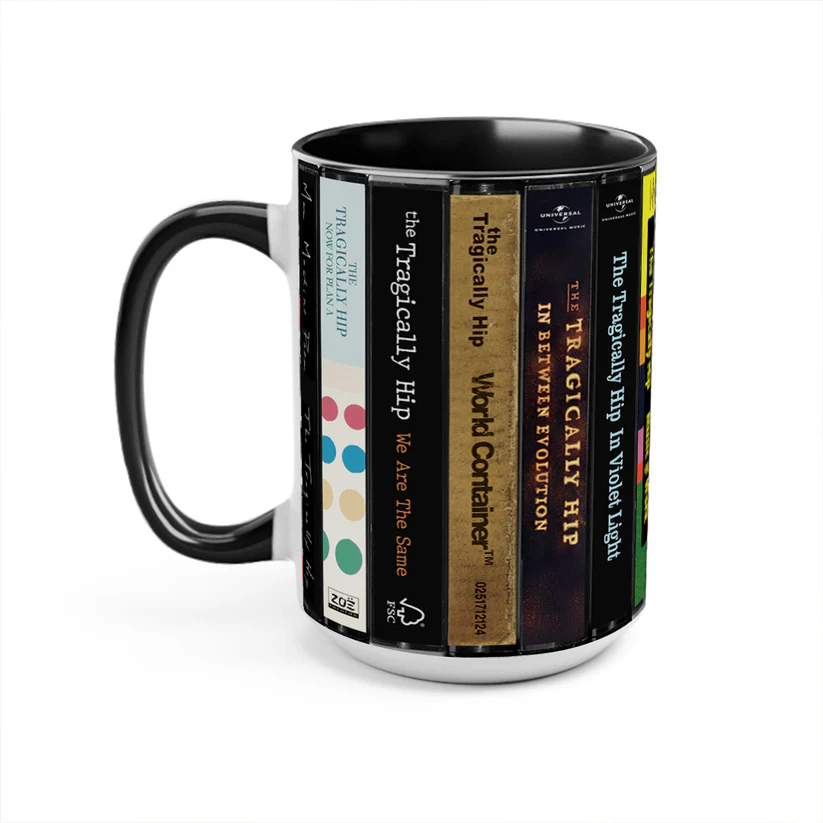 Retro Accent Mug Featuring The Tragically Hip Cassette Collection Ceramic Gift for Music Lovers GradoCreations