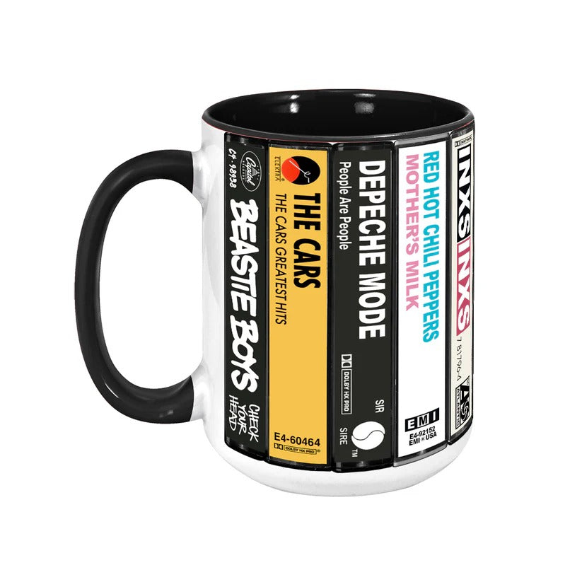 Retro 80's Rock Albums Cassette Accent Mug Gift for Music Lovers GradoCreations