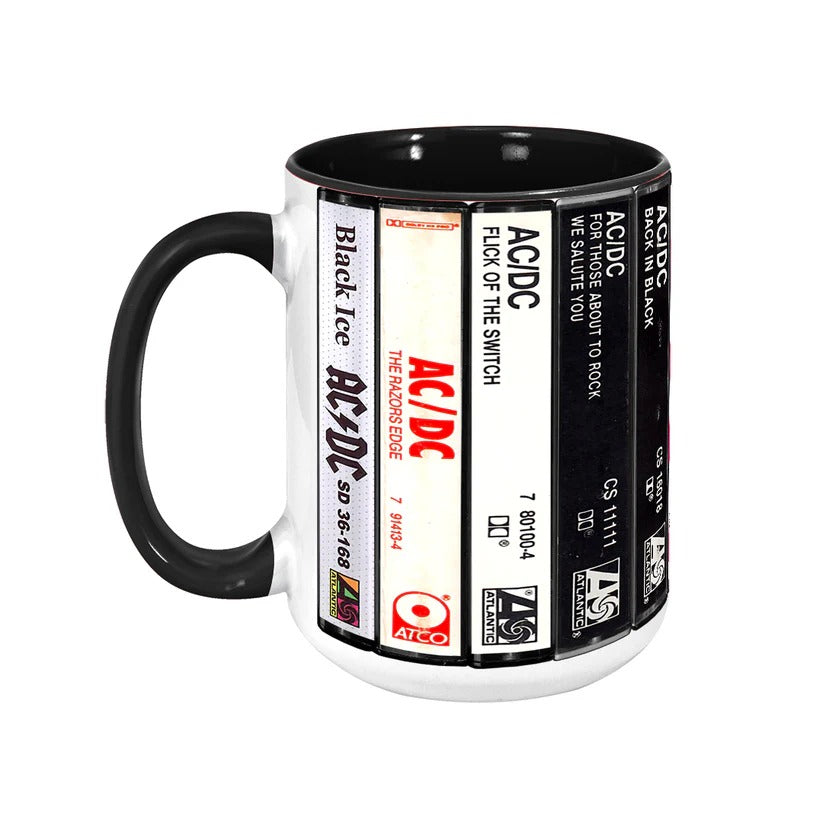 Retro AC/DC Albums Cassette Accent Mug for Music Lovers GradoCreations