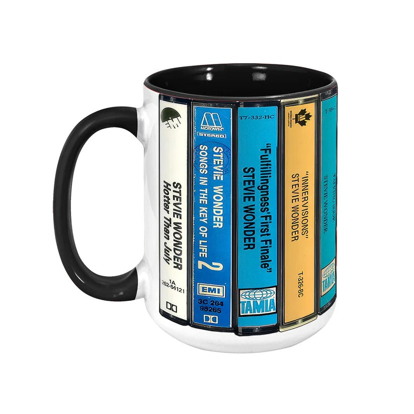 Retro Stevie Wonder Cassette Accent Mug for Music Lovers GradoCreations