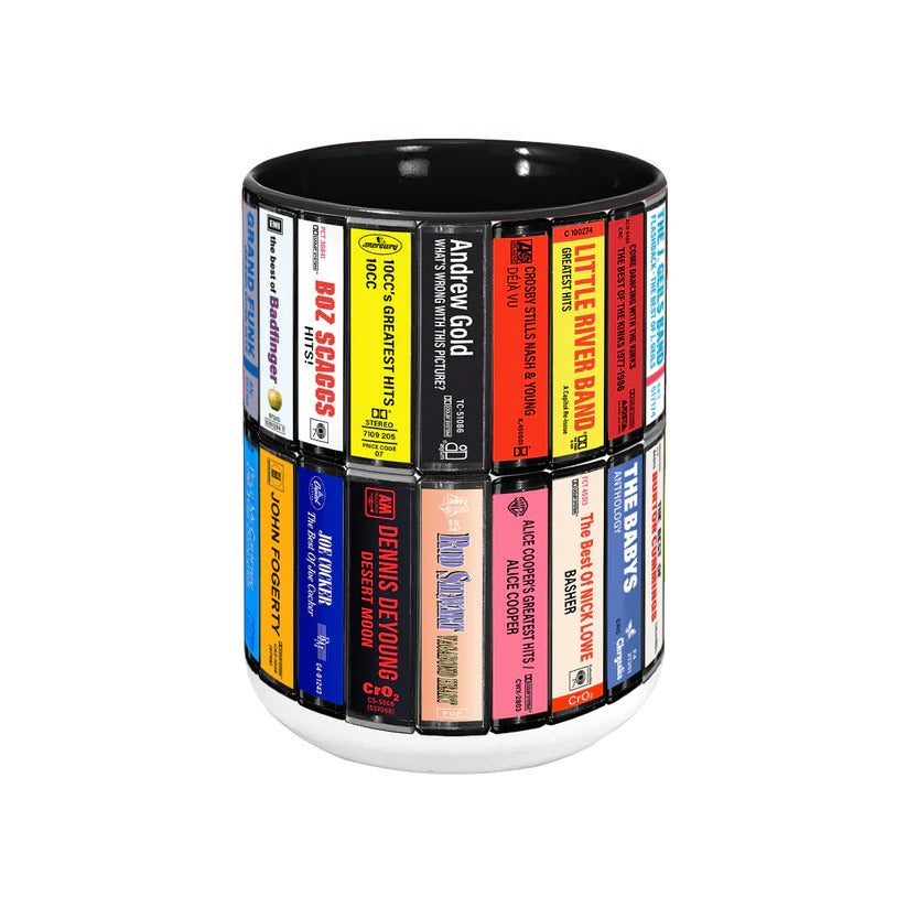 70s & 80s Rock Cassette Collection Accent Mug Ceramic Gift GradoCreations