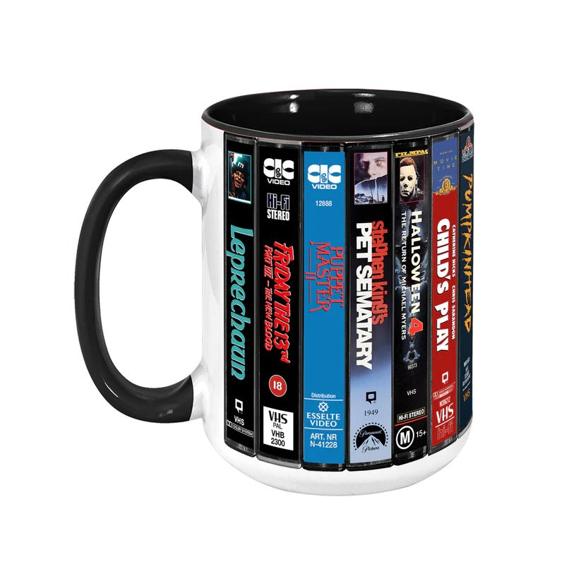VHS Horror Movies Retro Accent Mug - Ceramic Drinkware Gift GradoCreations