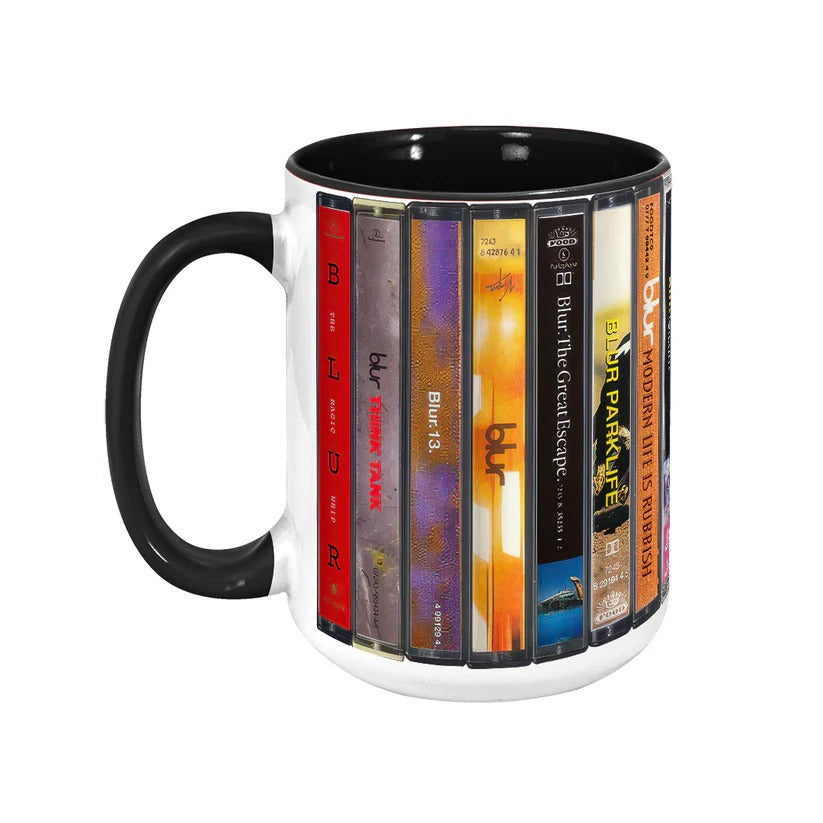 Blur Albums Retro Accent Mug Ceramic Drinkware Gift for Music Lovers GradoCreations