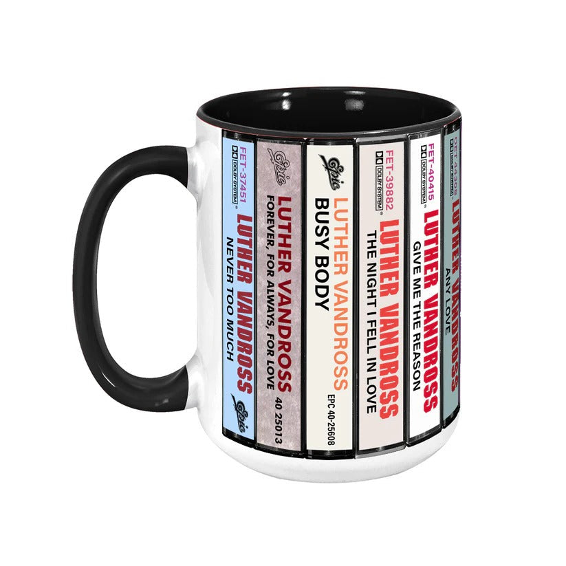 Retro Accent Mug Featuring Luther Vandross Cassette Collection GradoCreations