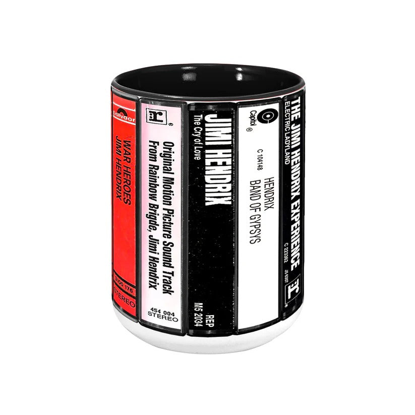 Retro Jimi Hendrix Cassette Accent Mug | Ceramic Drinkware Gift GradoCreations