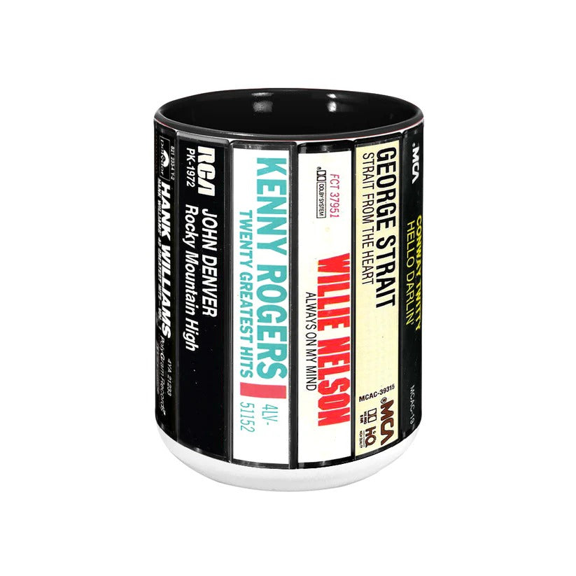 Retro Ceramic Accent Mug with Classic Country Music Cassettes GradoCreations