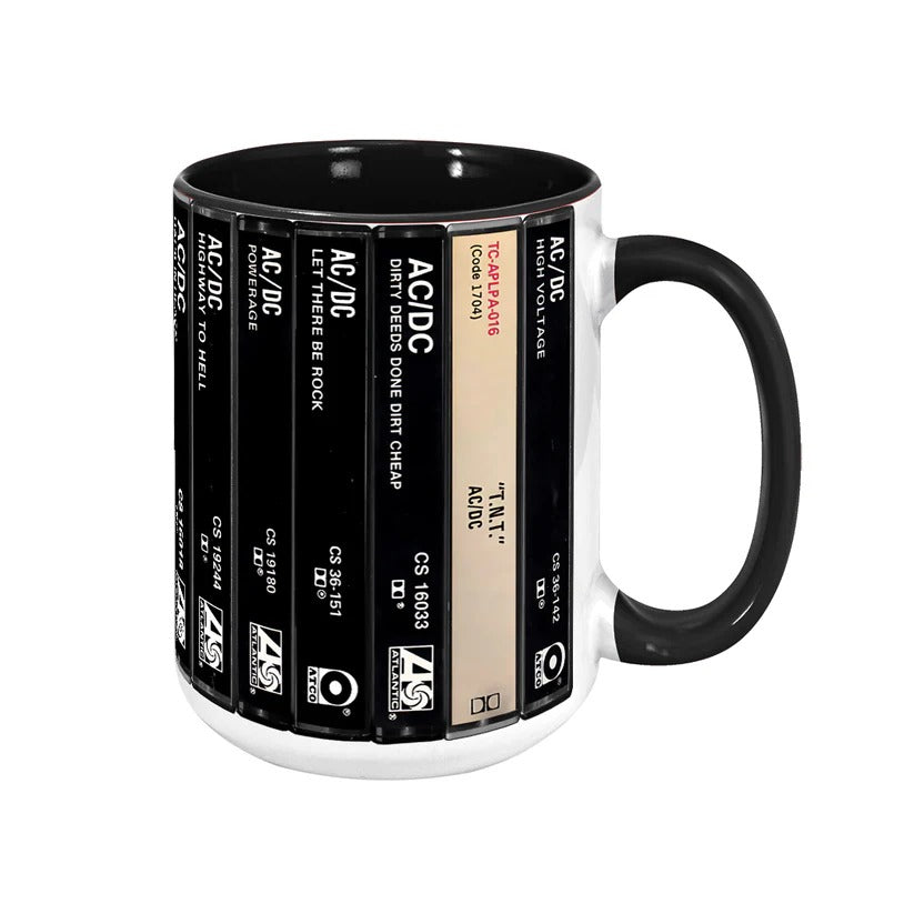 AC/DC Cassette Collection Ceramic Mug for Music Lovers GradoCreations