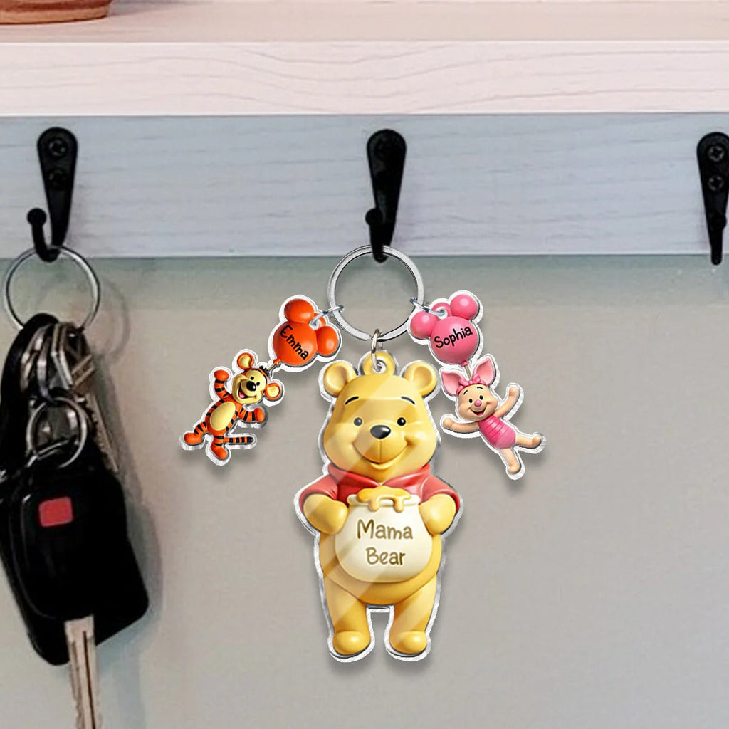 Personalized Mama Bear Mouse Keychain with Charms Gift for Mom GradoCreations