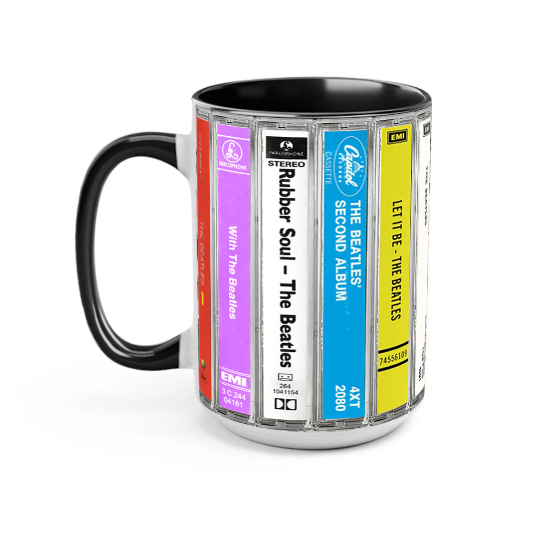 The Beatles Accent Mug with Cassette Album Designs for Music Lovers GradoCreations