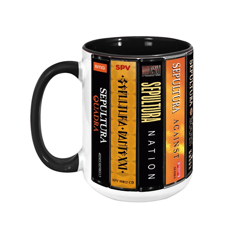 Sepultura Cassette Accent Mug Retro Ceramic Drinkware Gift GradoCreations