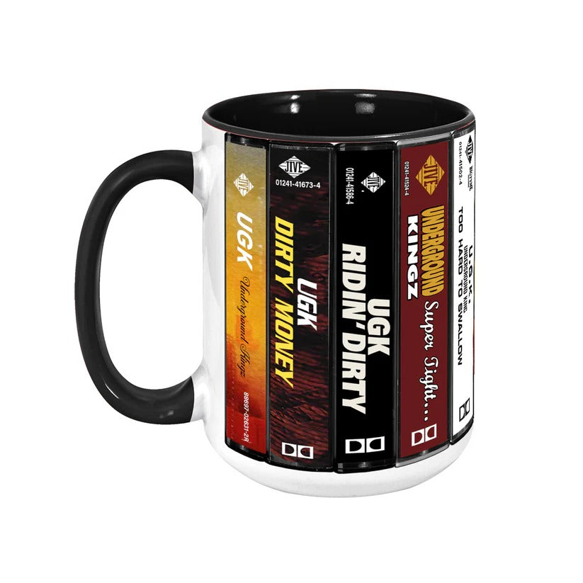Retro Ceramic Accent Mug with UGK Cassette Designs for Music Lovers GradoCreations