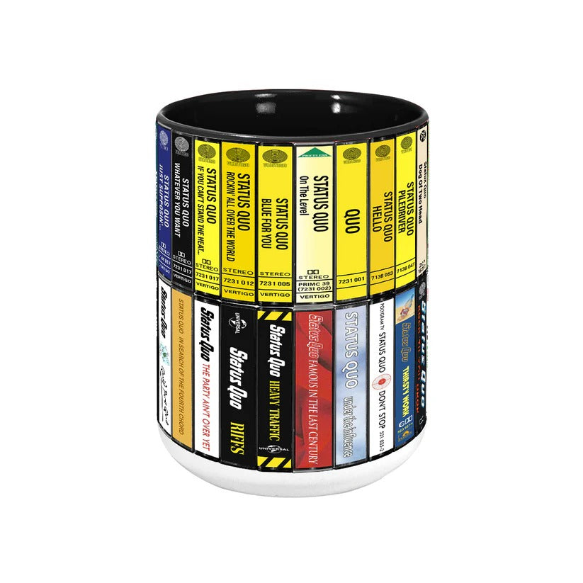 Retro Status Quo Albums Cassette Collection Accent Mug - Ceramic Drinkware Gift GradoCreations