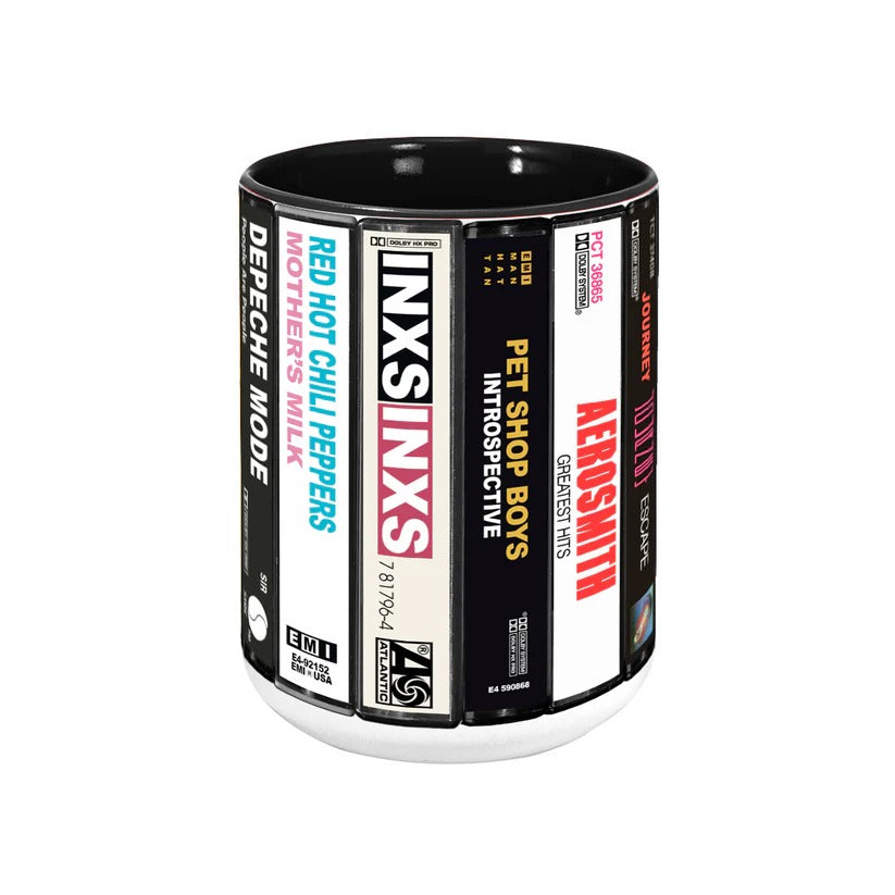 Retro 80's Rock Albums Cassette Accent Mug Gift for Music Lovers GradoCreations