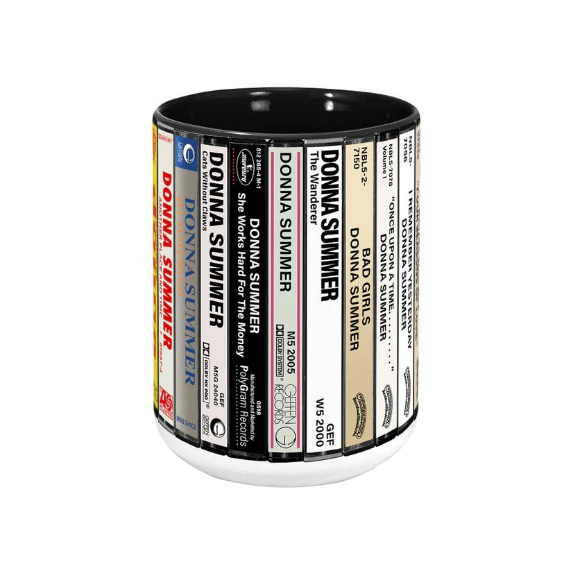 Retro Donna Summer Cassette Collection Accent Mug | Gift for Music Lovers GradoCreations