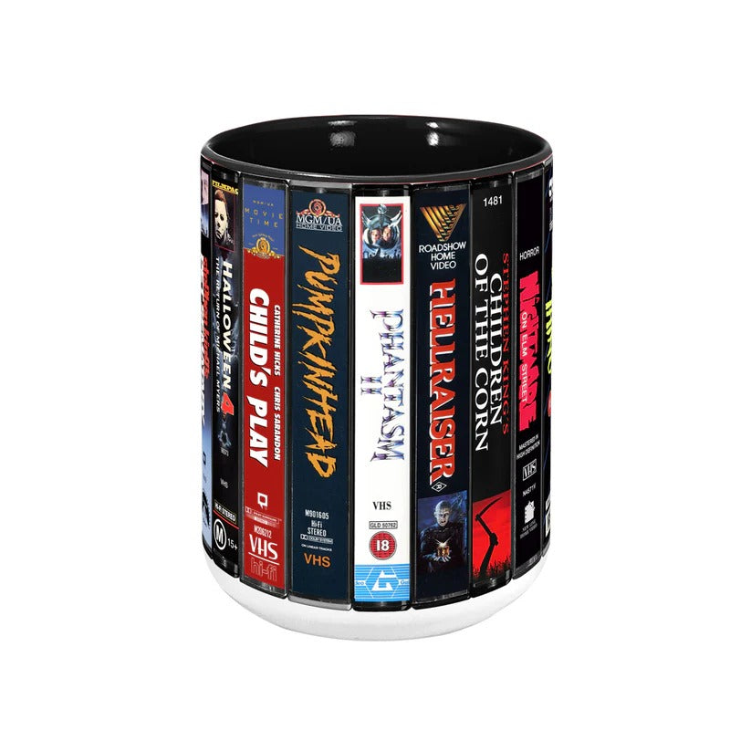 VHS Horror Movies Retro Accent Mug - Ceramic Drinkware Gift GradoCreations