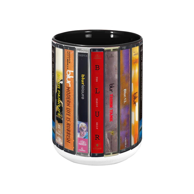 Blur Albums Retro Accent Mug Ceramic Drinkware Gift for Music Lovers GradoCreations