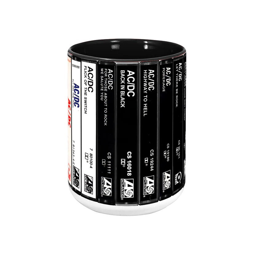 AC/DC Cassette Collection Ceramic Mug for Music Lovers GradoCreations