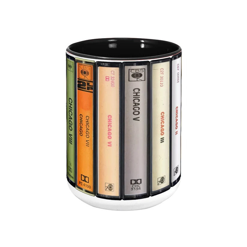 Retro Chicago Albums Cassette Accent Mug Ceramic Gift GradoCreations