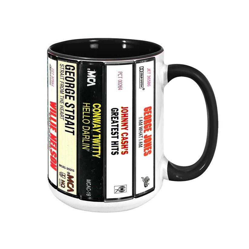 Retro Ceramic Accent Mug with Classic Country Music Cassettes GradoCreations