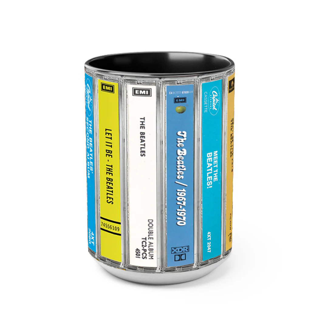 The Beatles Accent Mug with Cassette Album Designs for Music Lovers GradoCreations