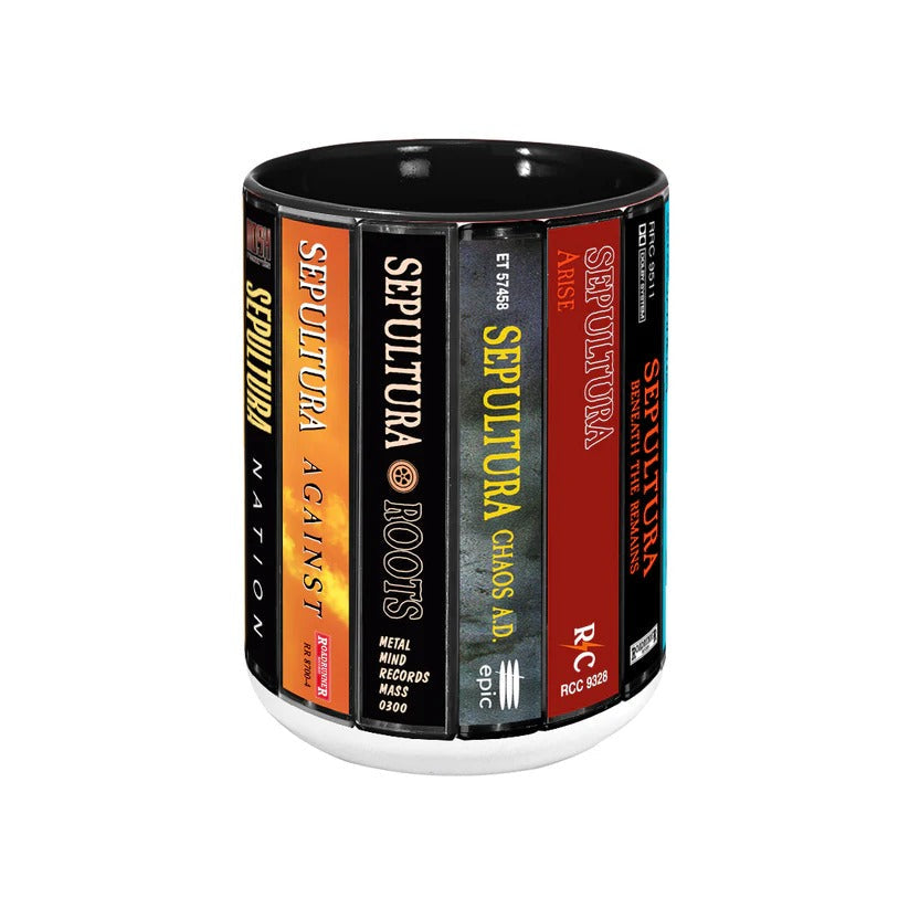 Sepultura Cassette Accent Mug Retro Ceramic Drinkware Gift GradoCreations