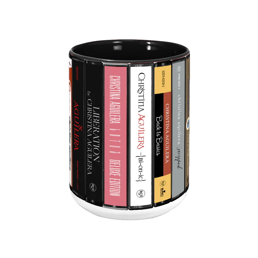 Retro Accent Mug Featuring Christina Aguilera Cassette Design for Music Lovers GradoCreations