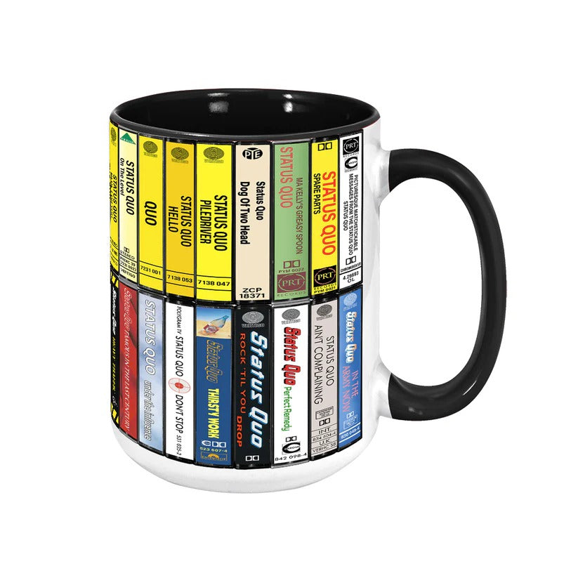 Retro Status Quo Albums Cassette Collection Accent Mug - Ceramic Drinkware Gift GradoCreations