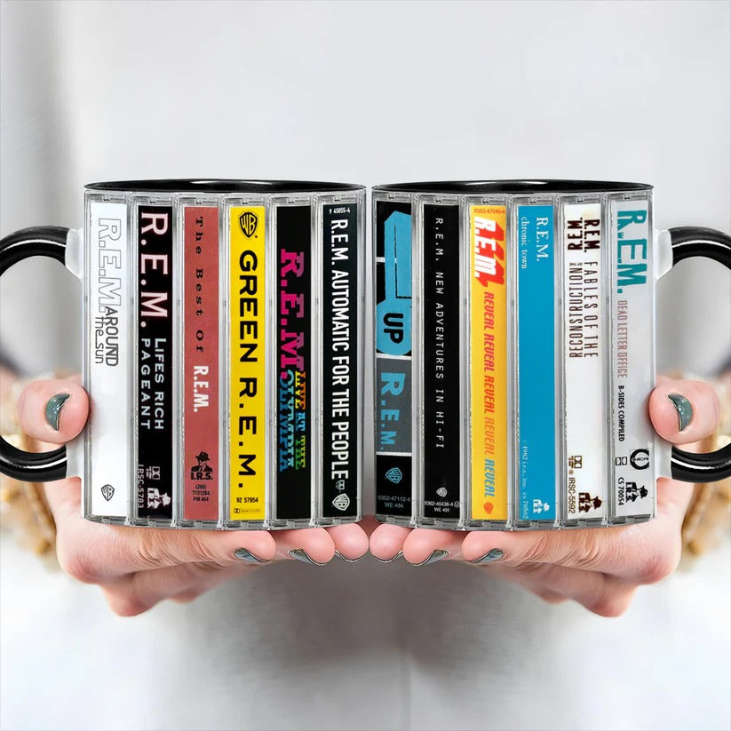 R.E.M Albums Cassette Retro Accent Mug | Ceramic Drinkware Gift GradoCreations