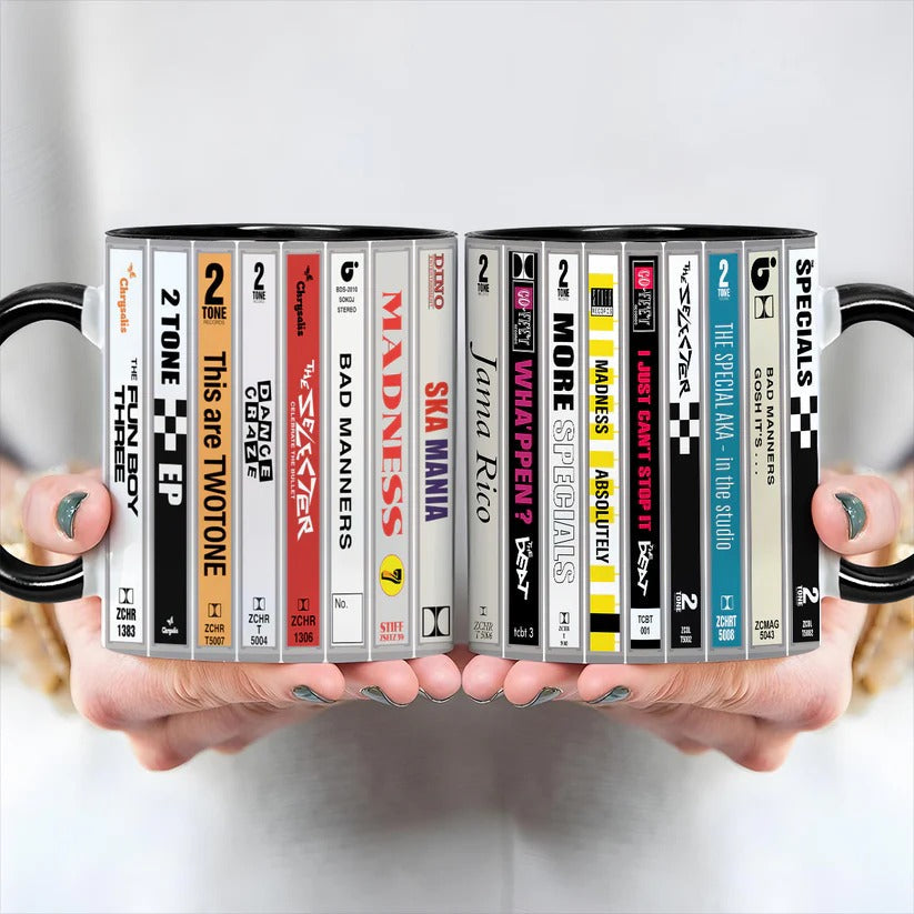 Ceramic Ska 2-Tone Music Cassette Accent Mug Gift GradoCreations