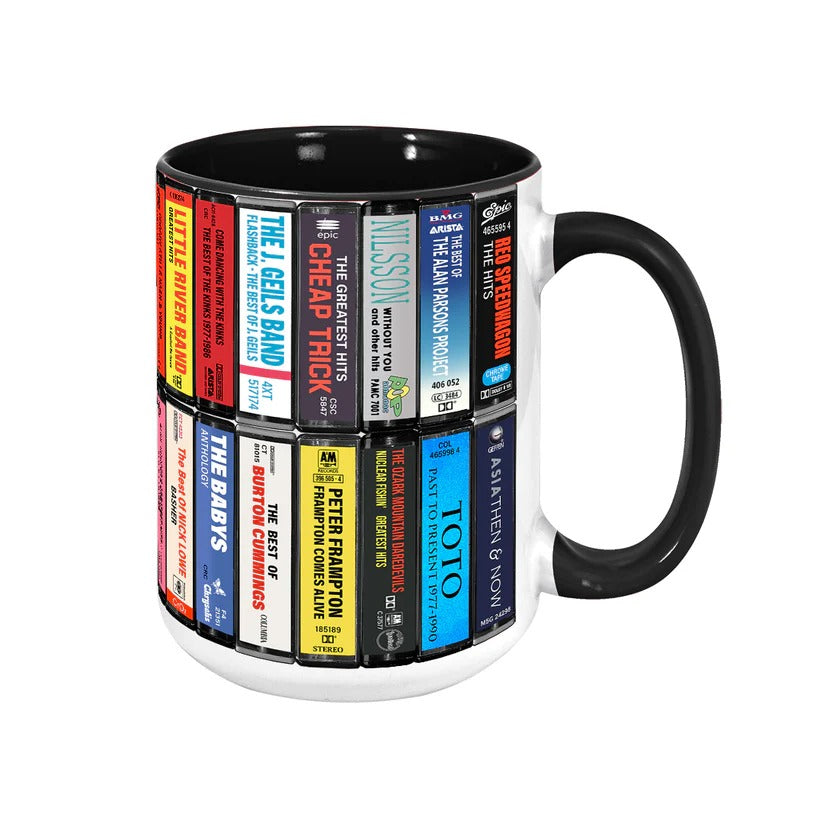 70s & 80s Rock Cassette Collection Accent Mug Ceramic Gift GradoCreations