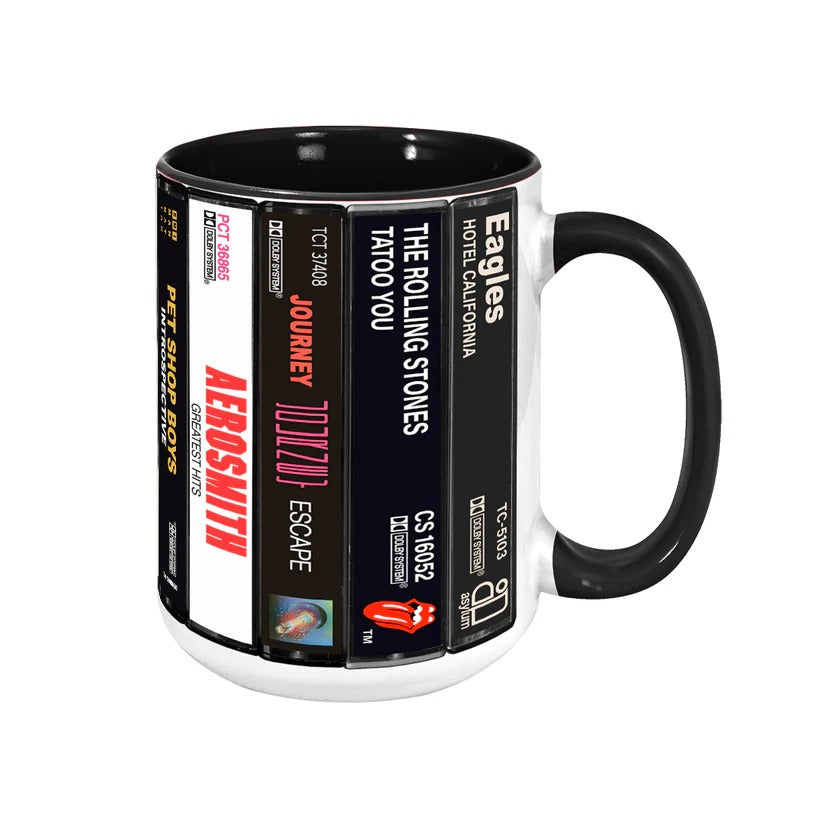 Retro 80's Rock Albums Cassette Accent Mug Gift for Music Lovers GradoCreations
