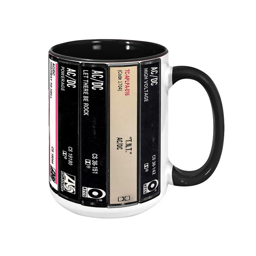 Retro AC/DC Albums Cassette Accent Mug for Music Lovers GradoCreations