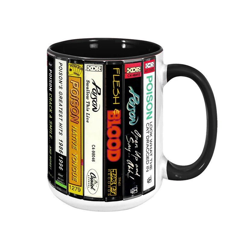 Retro Poison Albums Cassette Accent Mug Gift for Music Lovers GradoCreations